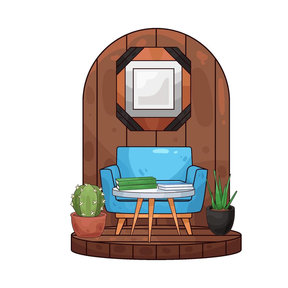 photo frame on the living room wall vector