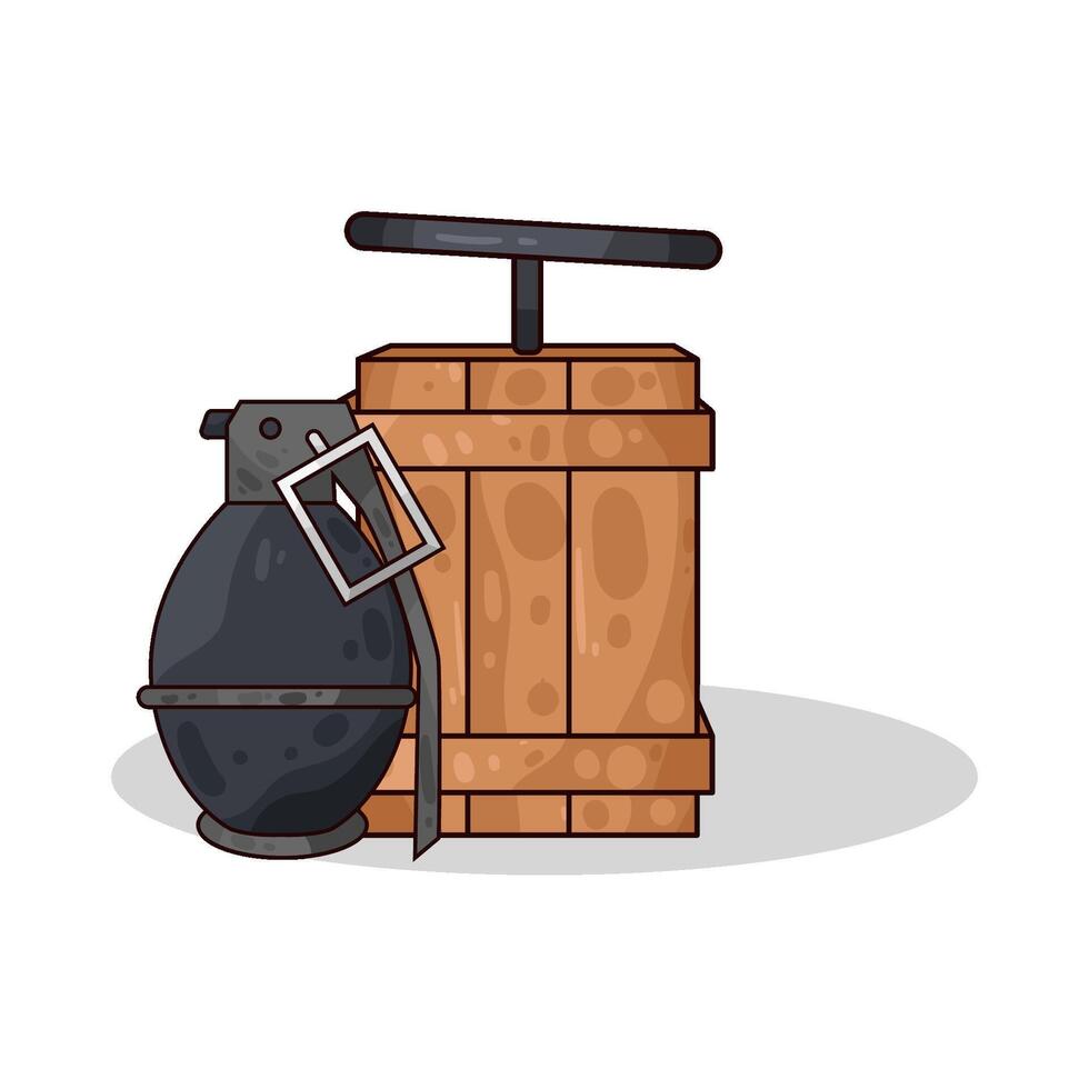illustration of grenade bombs and detonators vector