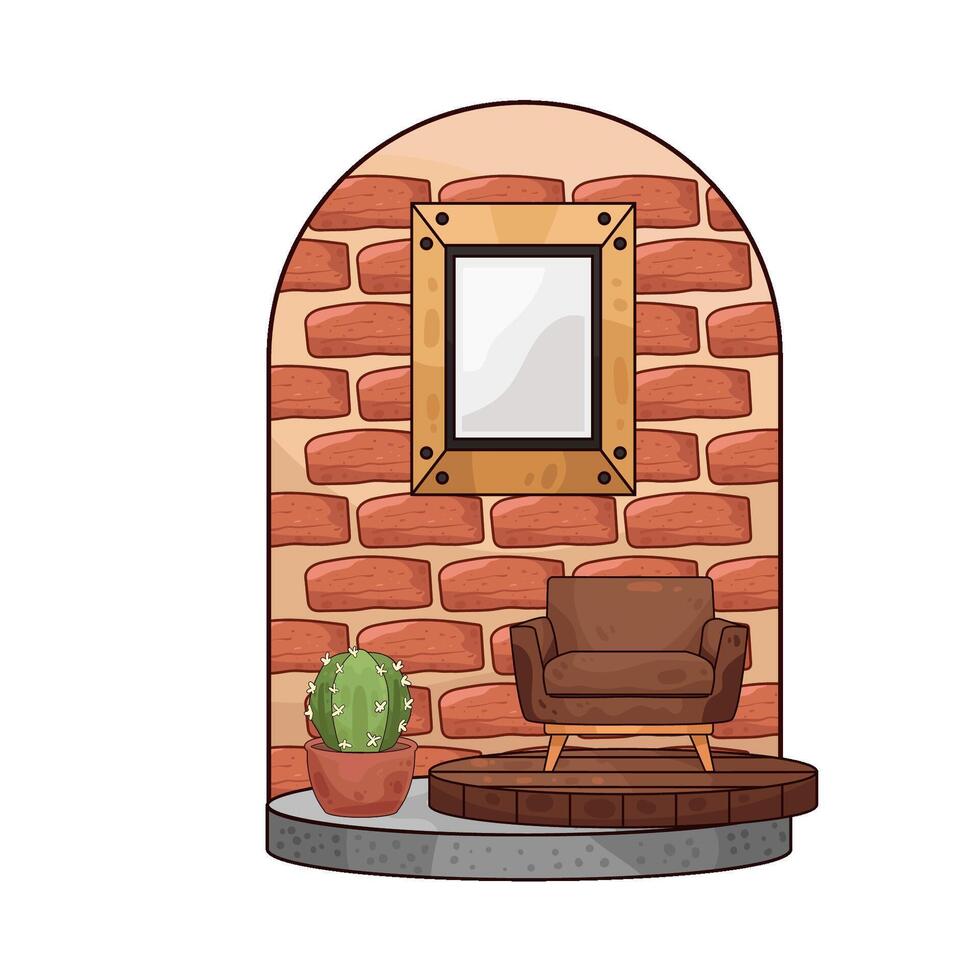 photo frame in the living room illustration vector
