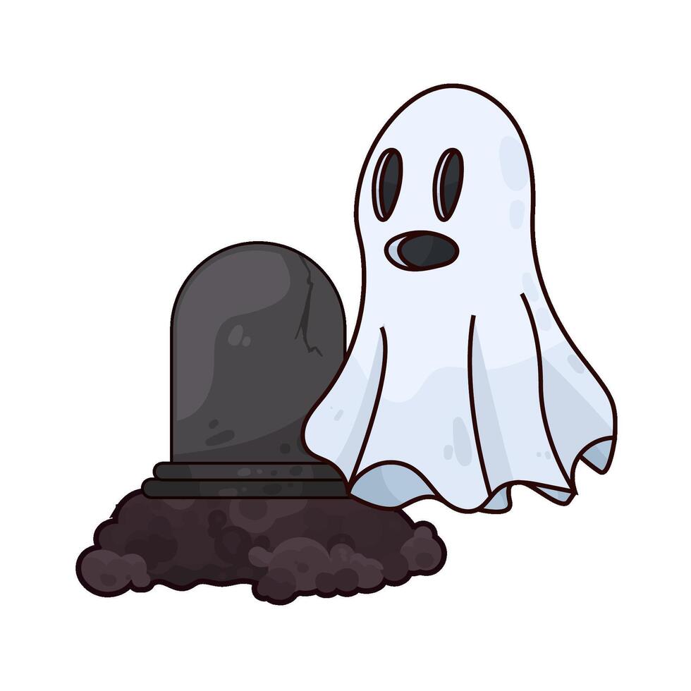 illustration of ghost on the grave vector
