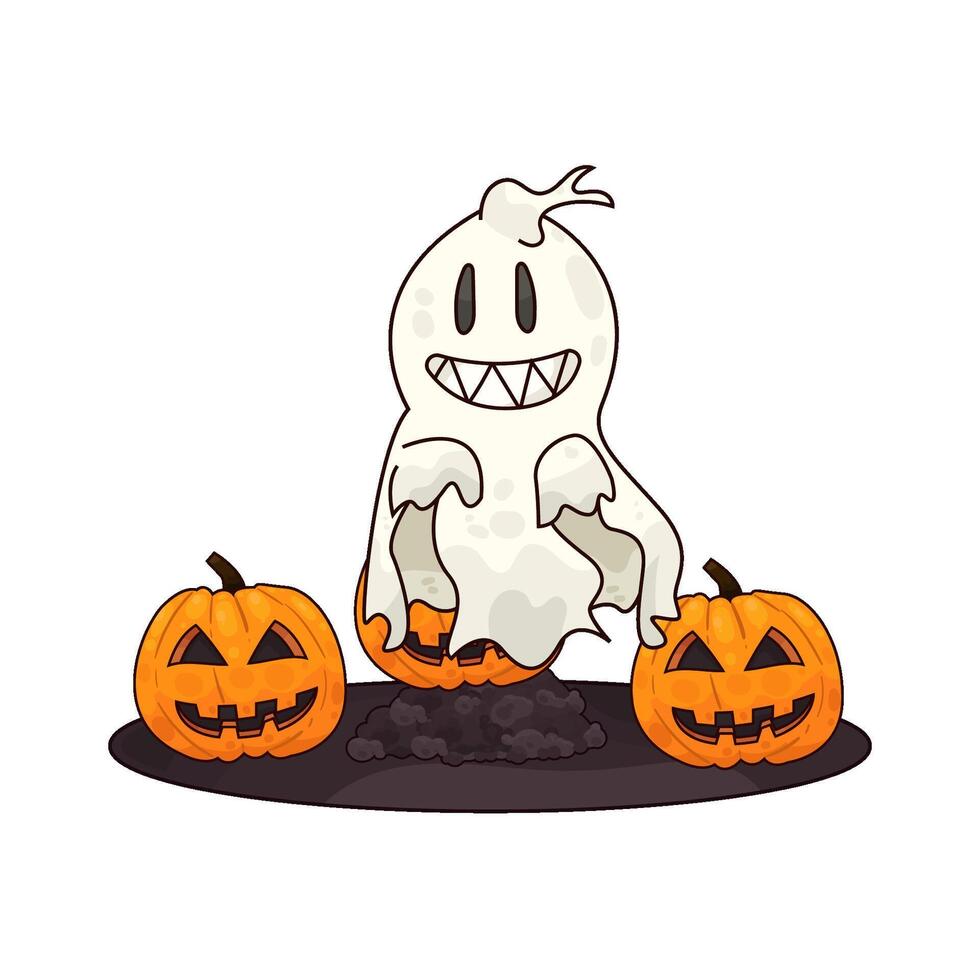 pumpkin with ghost vector