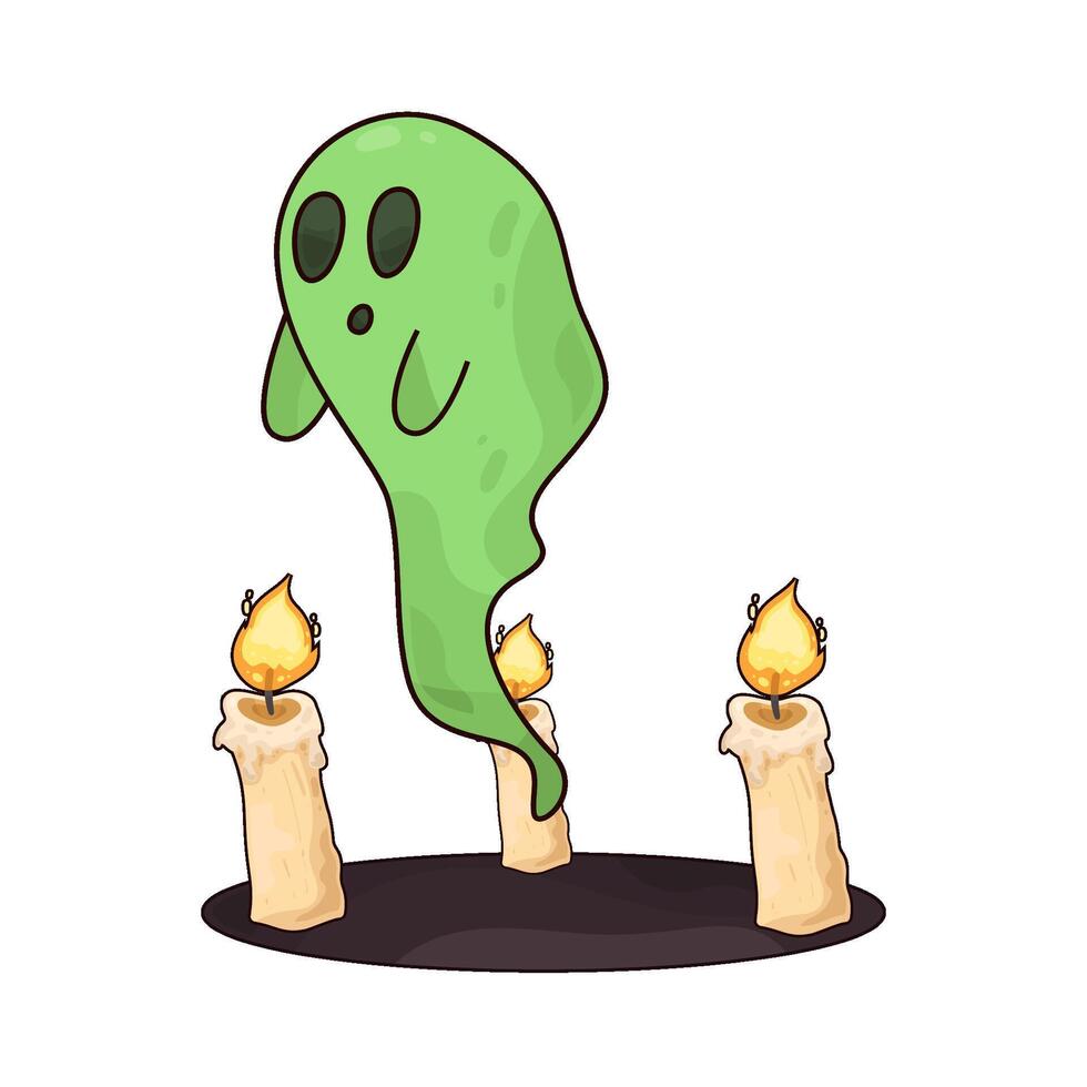 ghost with candle illustration vector
