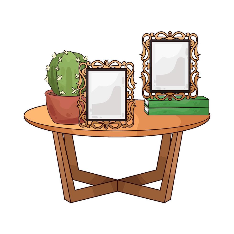 illustration of photo frame with cactus vector