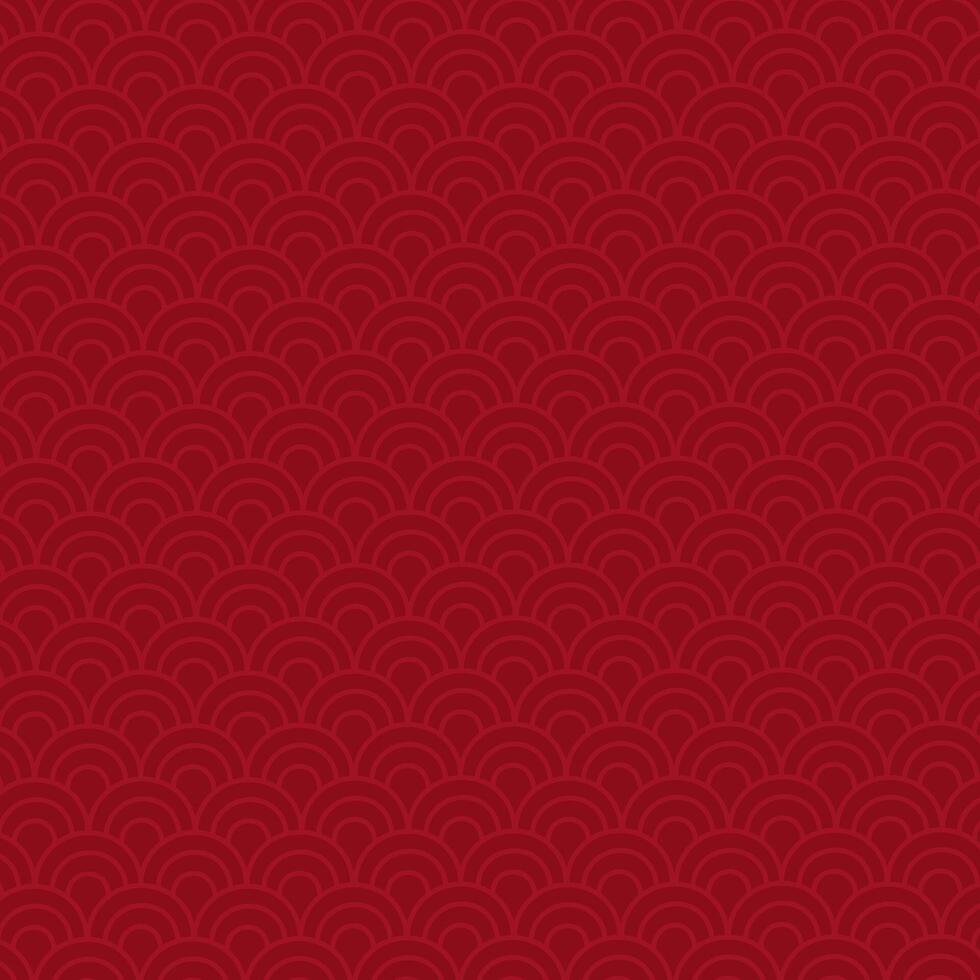 Traditional oriental red background of half circular. Asian wallpaper with abstract cloud or wave. Illustration with scales vector