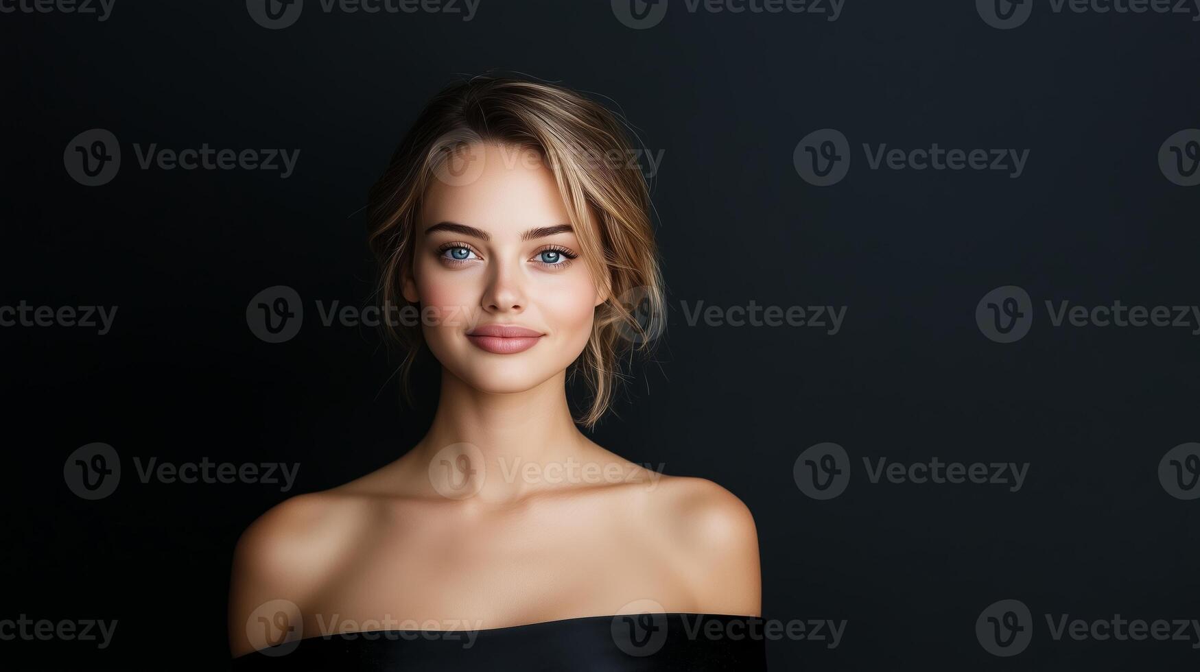 Elegant woman poses with confidence in a minimalist studio setting during an indoor photoshoot photo