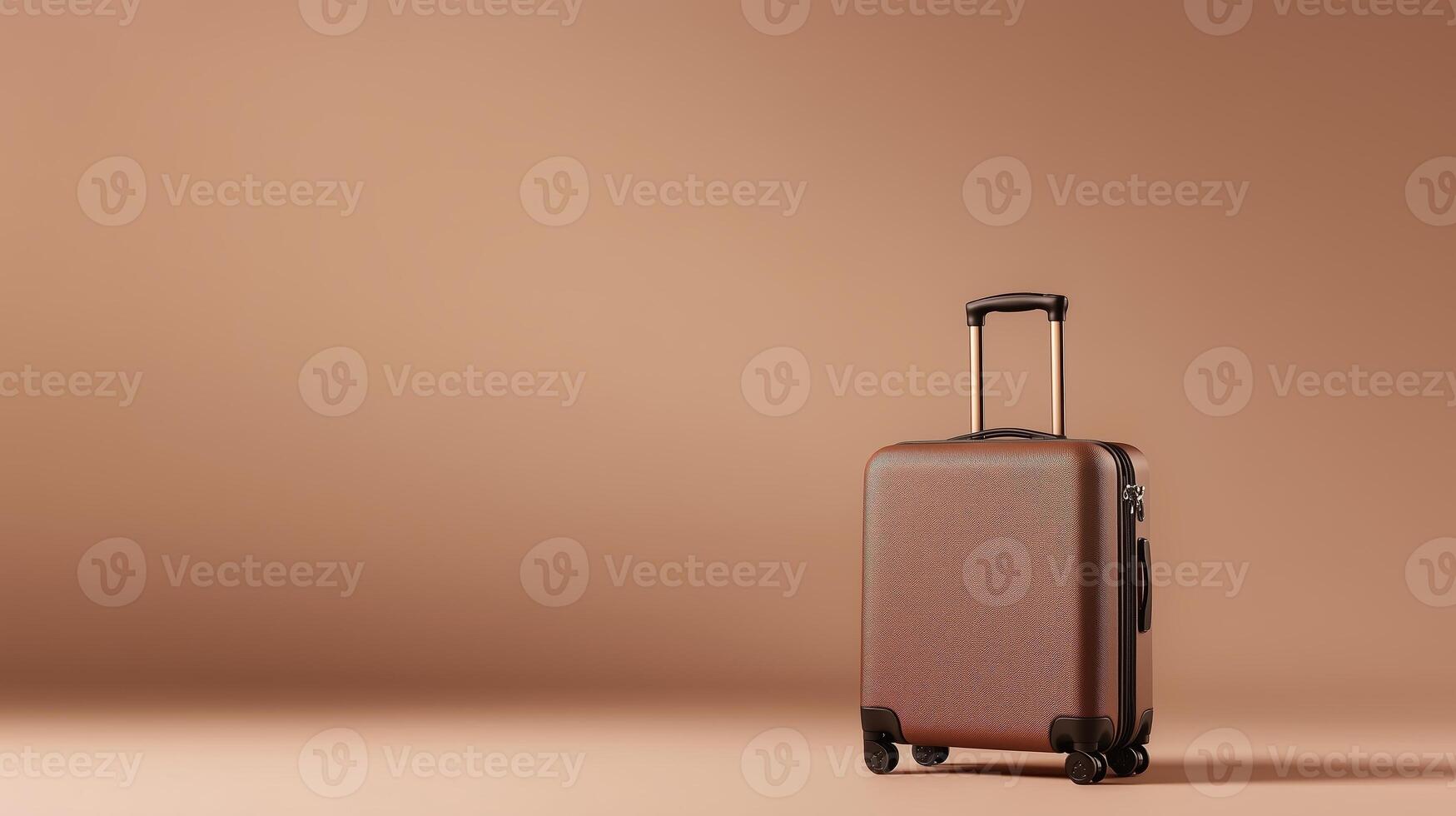 Modern suitcase on a minimalist backdrop highlighting travel essentials and stylish luggage design photo