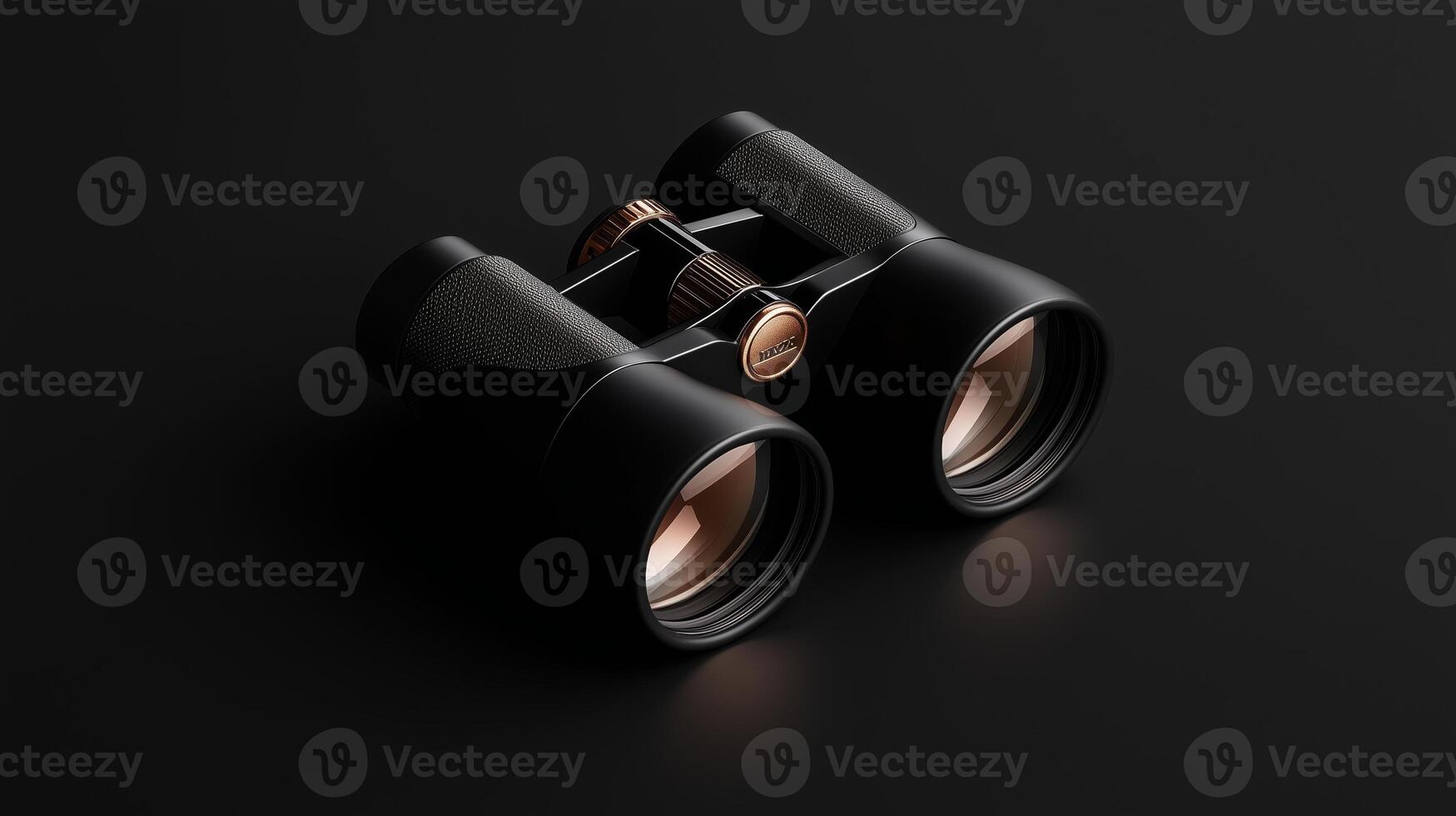 Black binoculars resting on a dark background for outdoor exploration and observation purposes photo