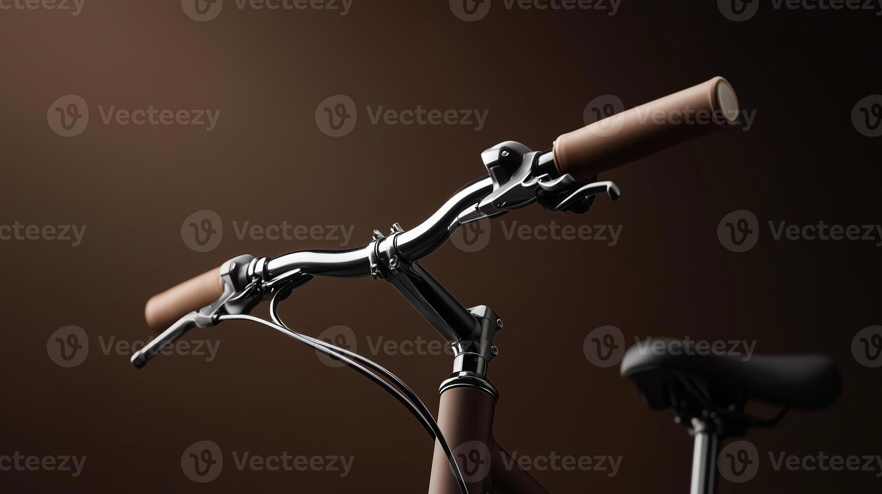 Close-up of bicycle handlebars against dark background showcasing fine details and craftsmanship photo