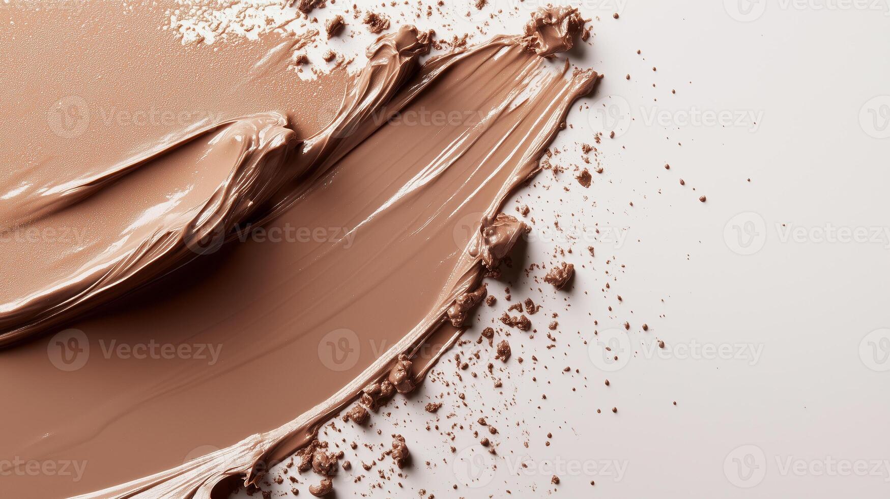 Creamy texture of foundation smeared across a surface with fine powder scattered around photo