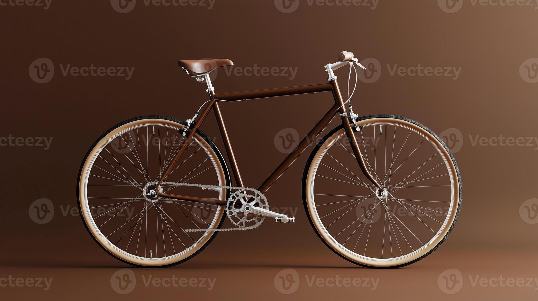 Elegant black bicycle displayed against a warm brown backdrop showcasing modern design and craftsmanship photo