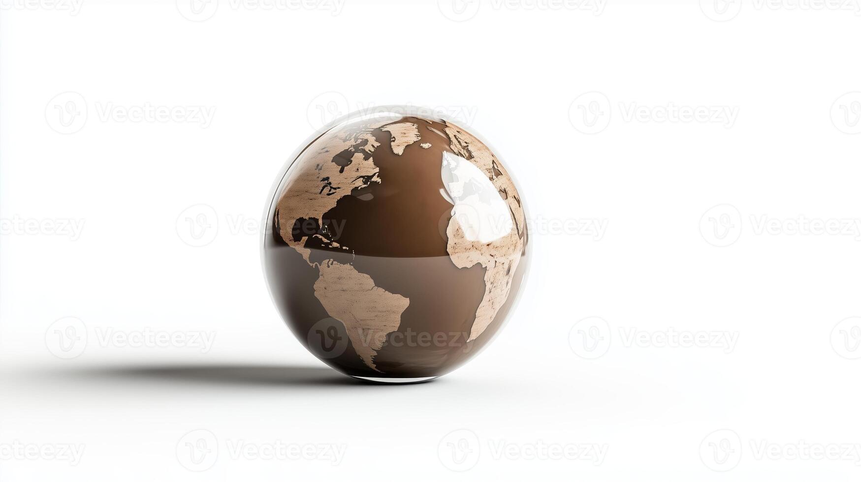 Global sphere with detailed continental representations on a light background rotating gently photo