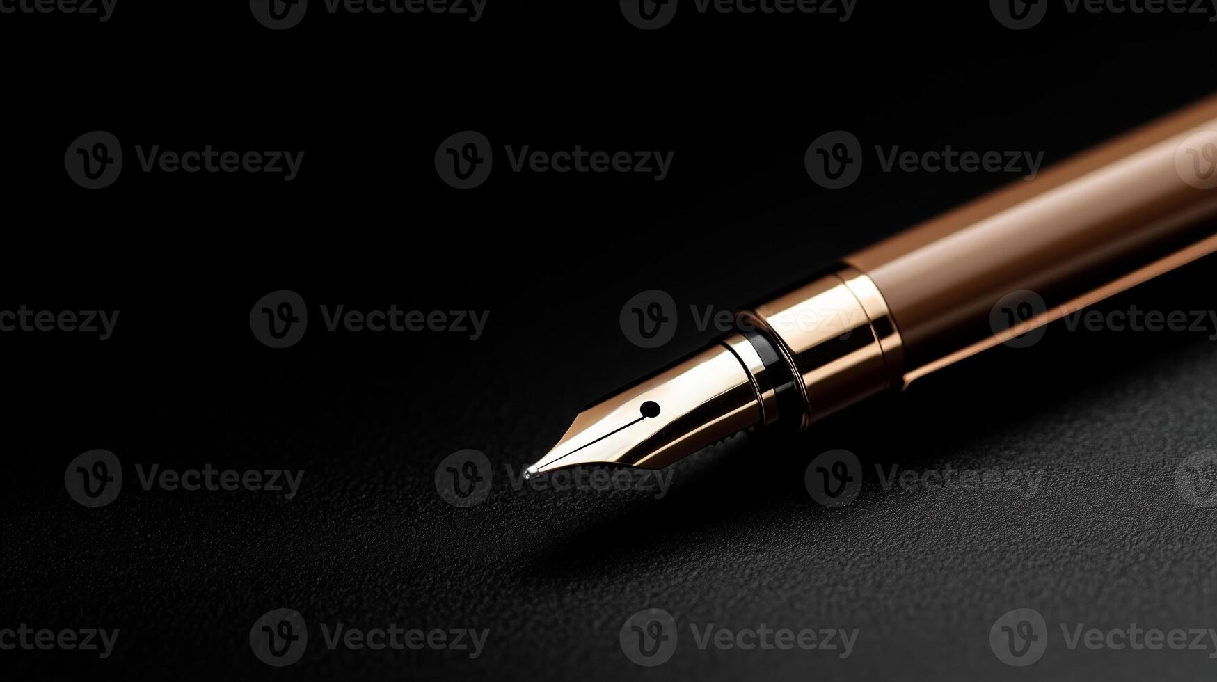Elegant fountain pen resting on a dark surface, showcasing its intricate design and craftsmanship photo