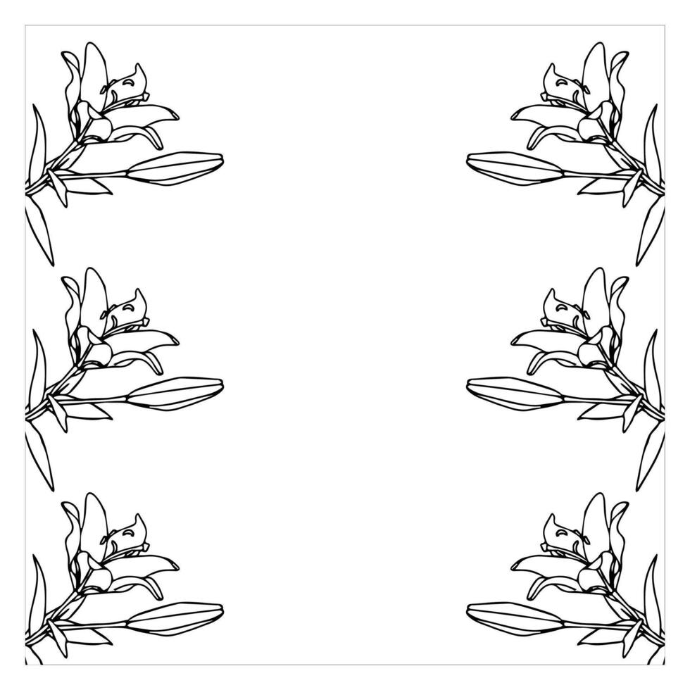 Frame with lilies . . illustration isolated on white background. vector