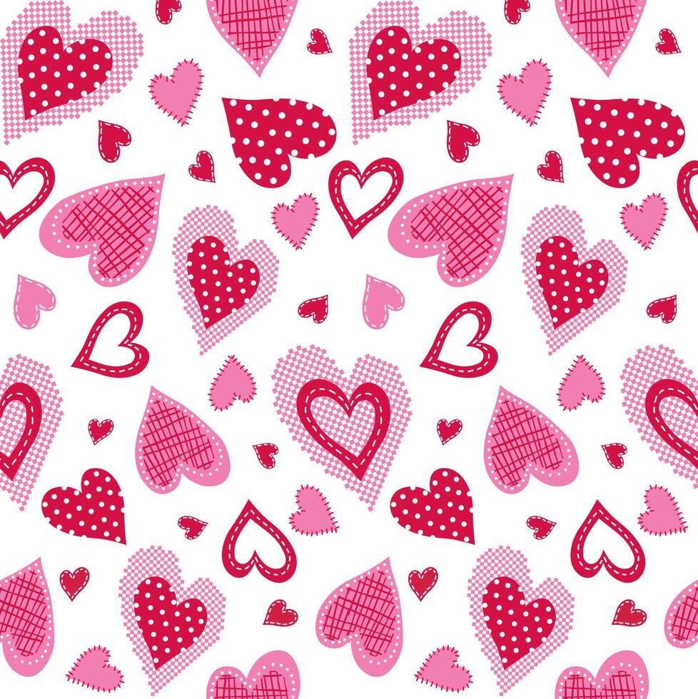 Seamless Valentine Heart Pattern On White Background vector