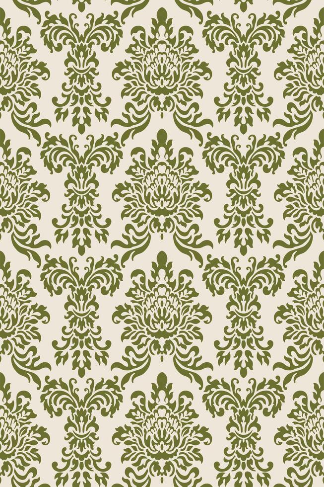 Seamless Luxurious Antique Baroque Damask Pattern On Ivory Background vector