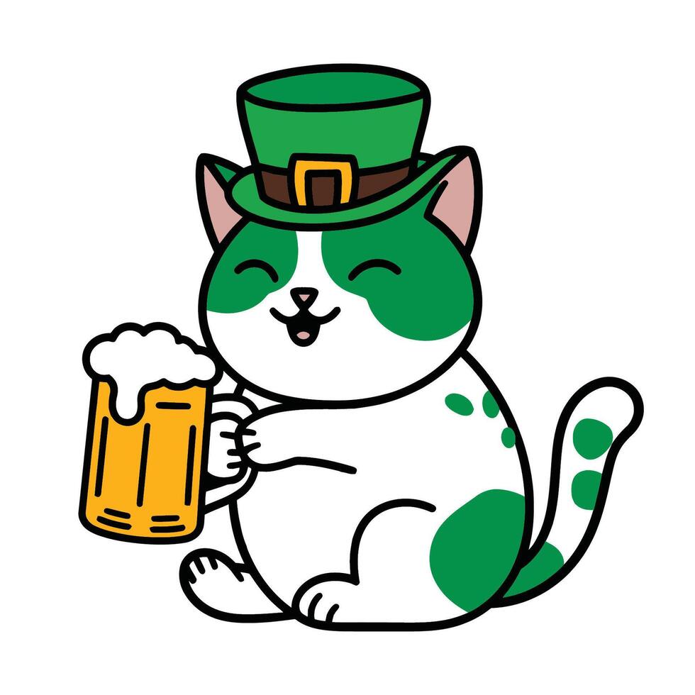 St. Patrick's Day Cat with Beer Mug Illustration vector