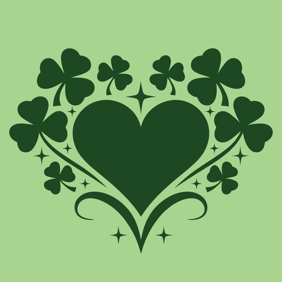 Heart with Clover Leaves St. Patrick's Day Illustration vector