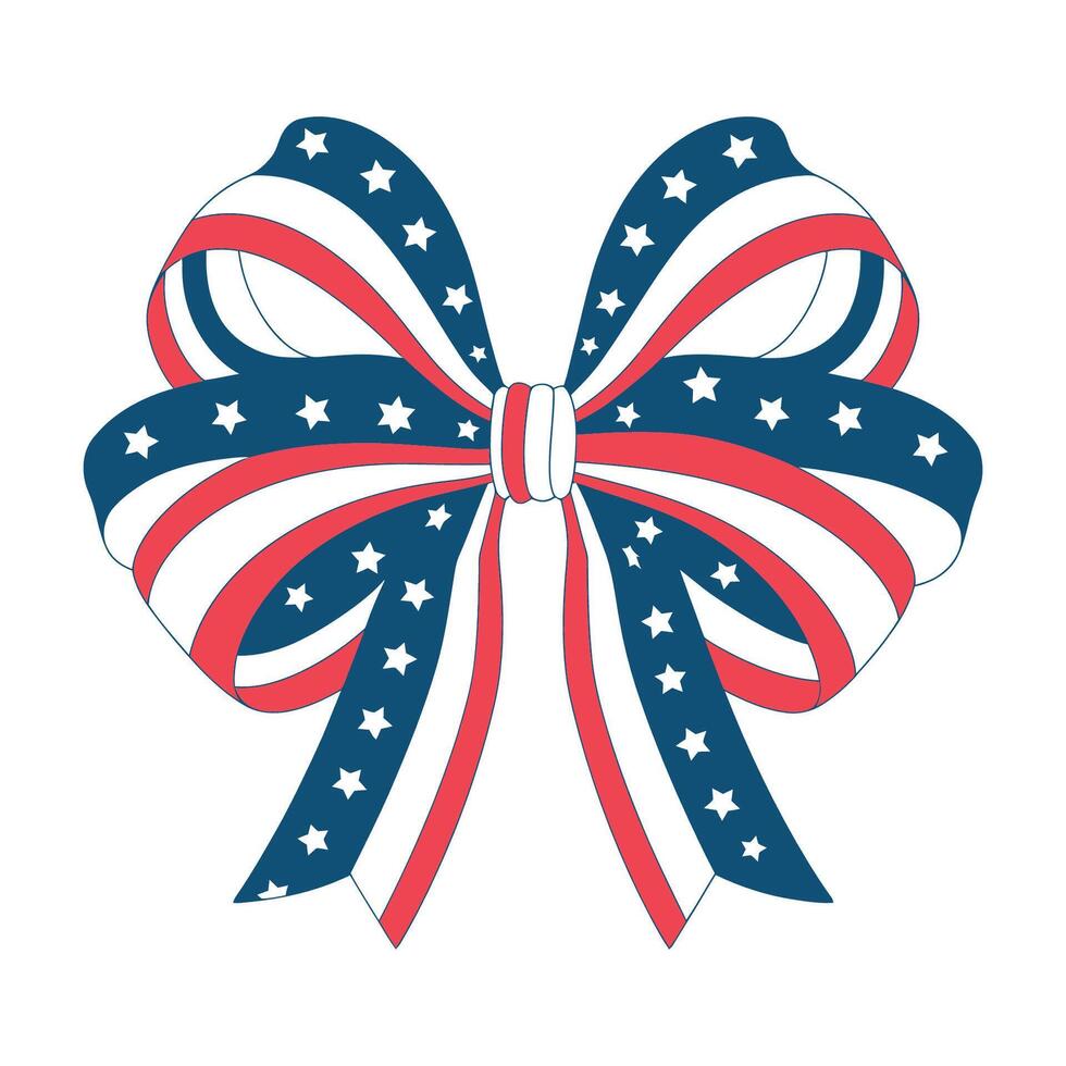 Patriotic Bow with Stars and Stripes Illustration vector