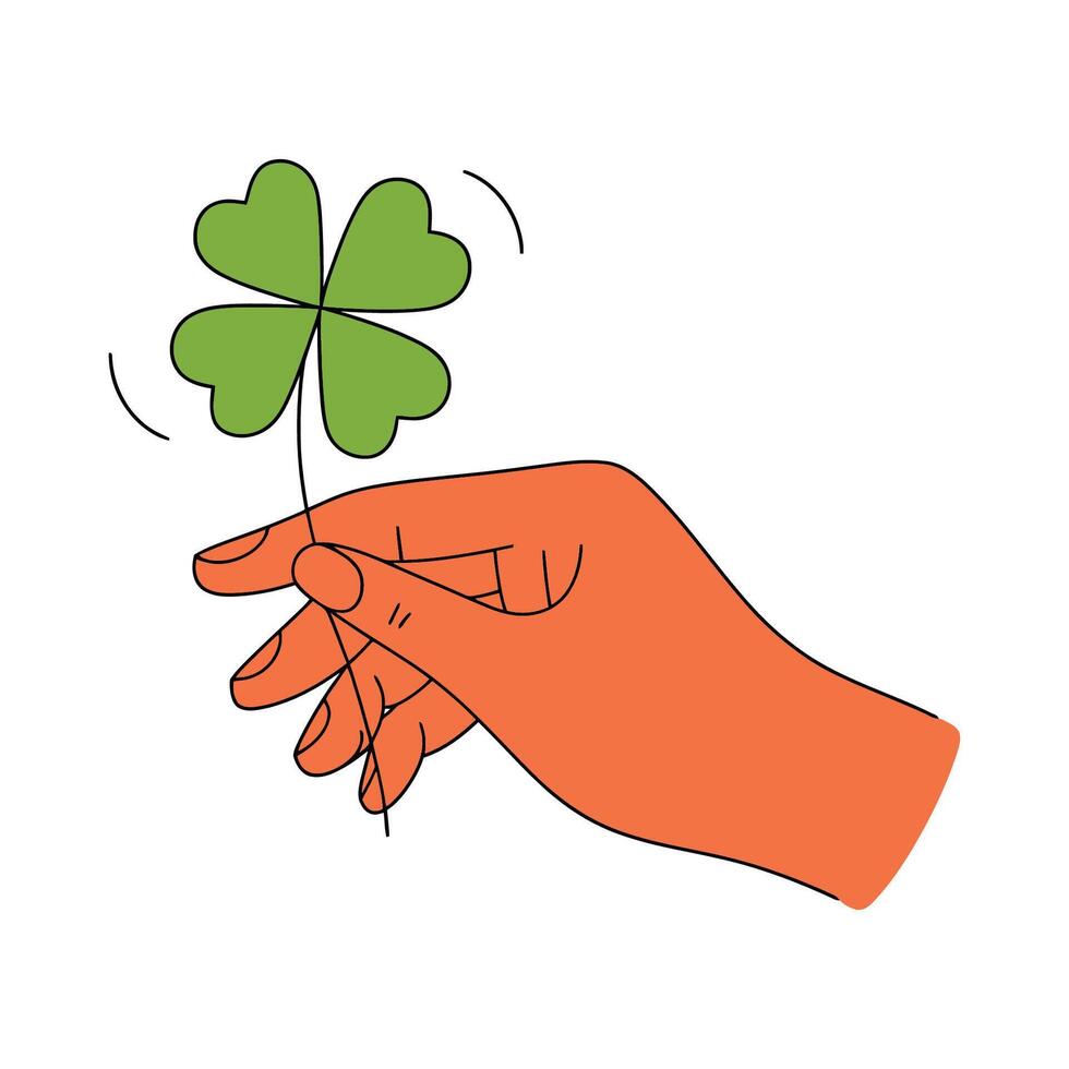 Hand Holding a Four-Leaf Clover Illustration vector