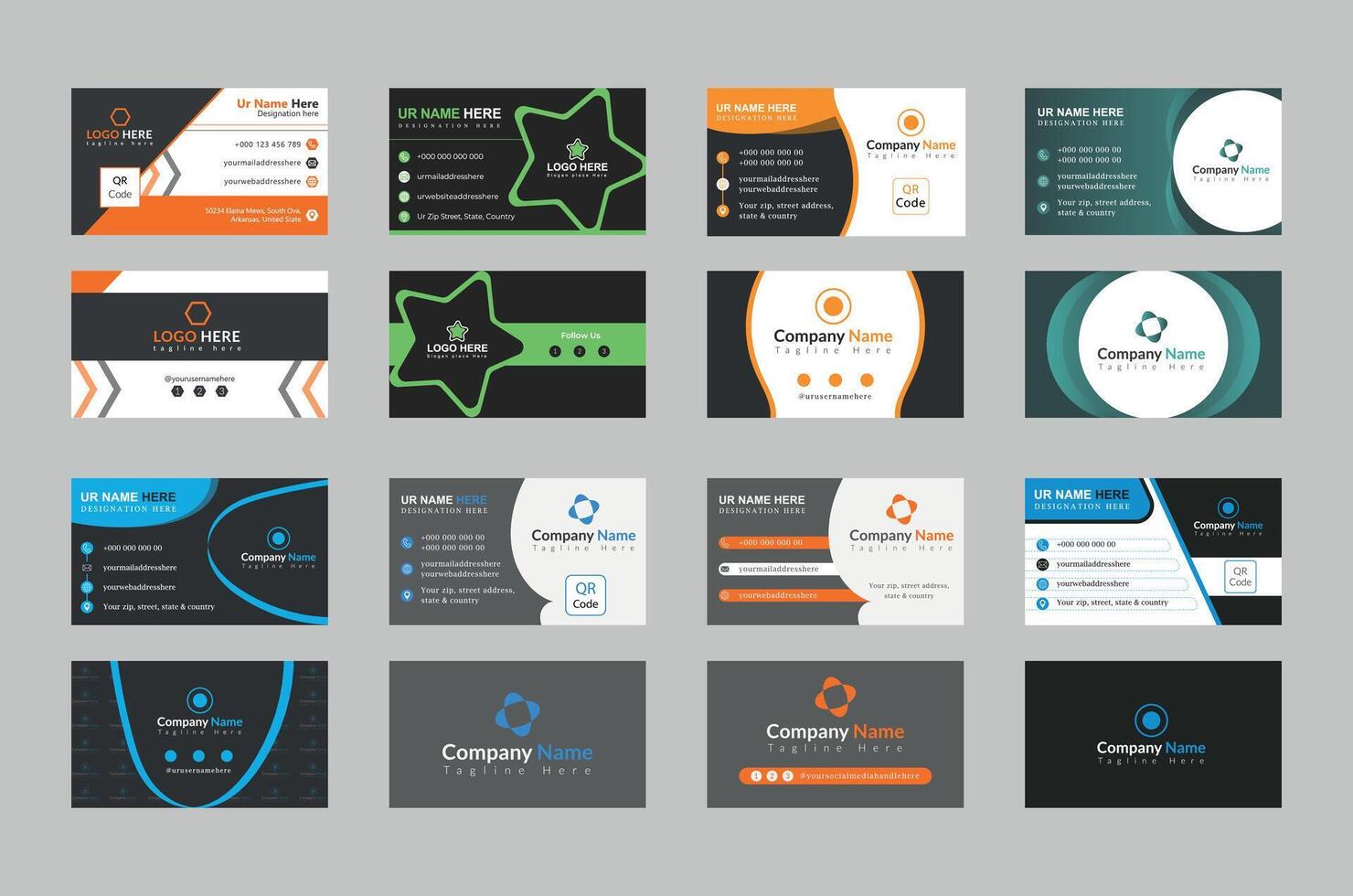 8 Business Card Bundle Design Template For Any Kind of Business Corporate Color Abstract Shape Modern Layout Unique Set Clean Professional vector