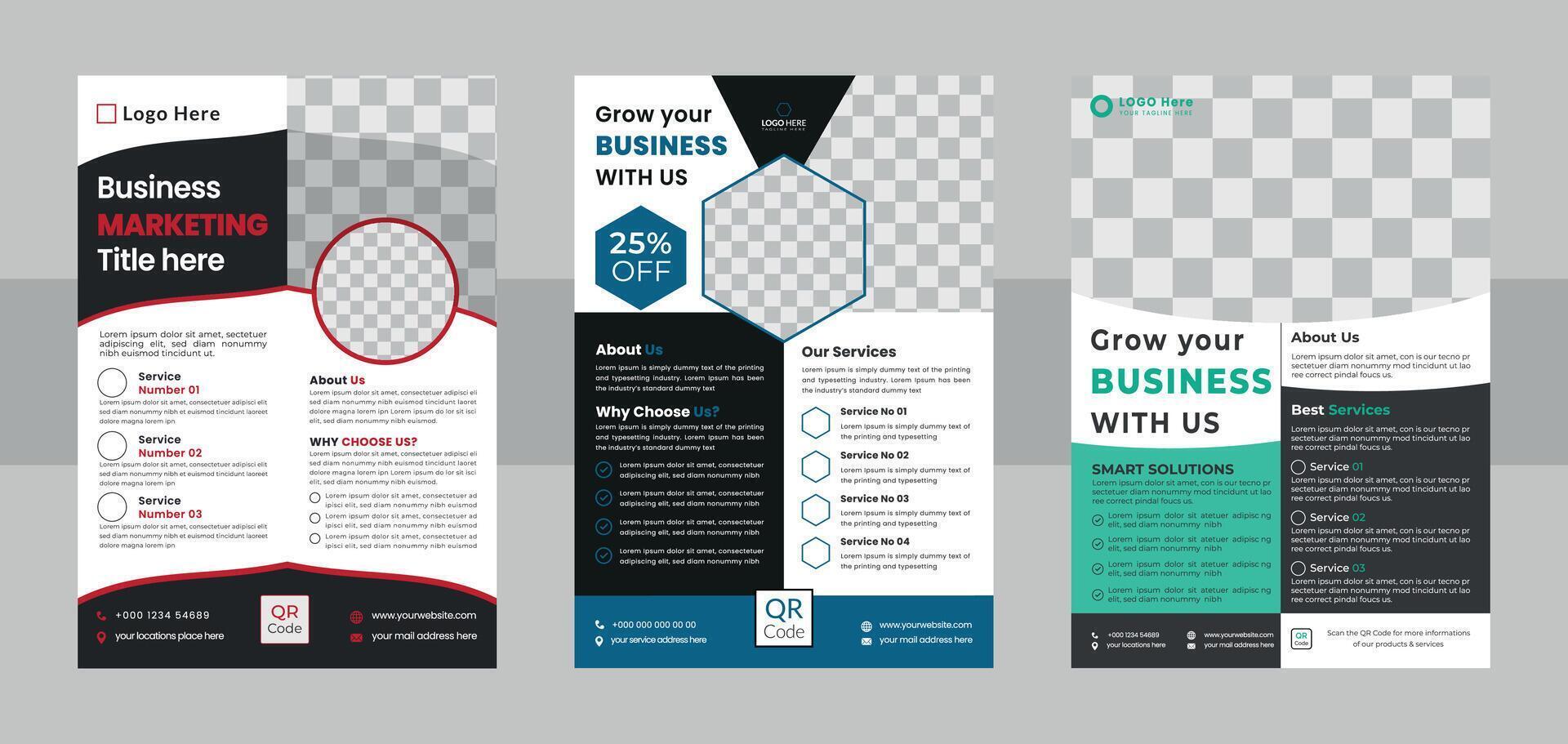 Corporate 1 File 3 Concept Layout Marketing Flyer Design Bundle For Business Advertisement Poster Creativity Commercial Presentation Set Unique Agency Brochure vector