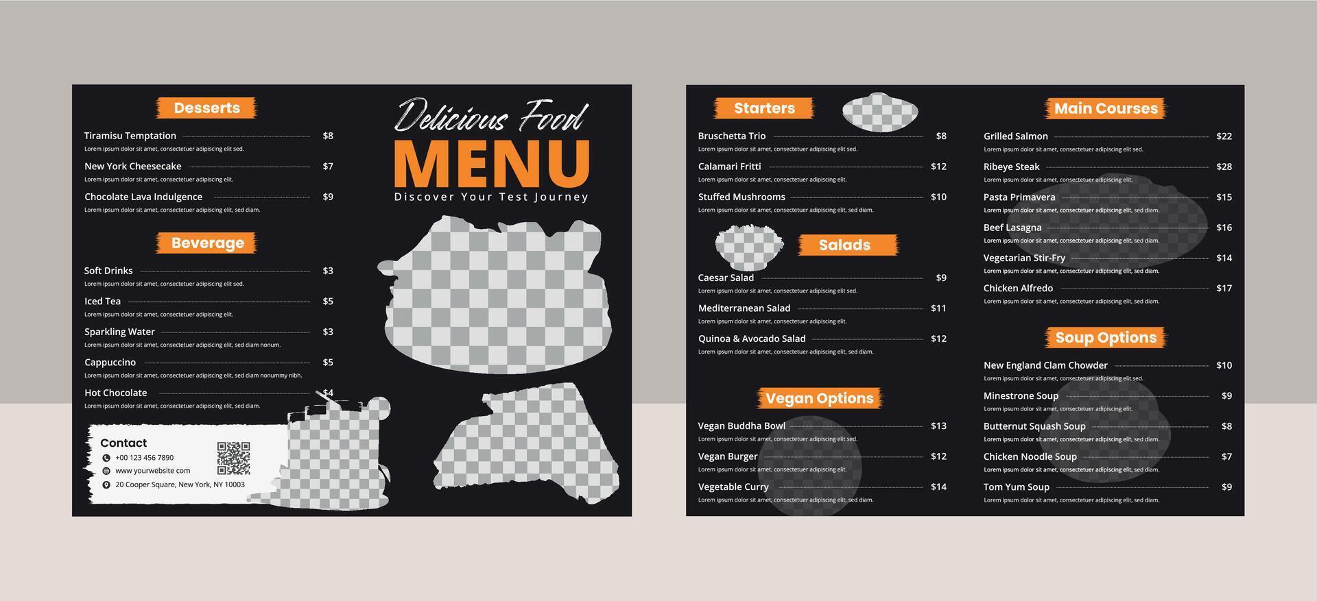 Food Menu Template Design A4 Size Restaurant cafe menu, template design, Set A4 menu editable Pamphlet brochure Elegant Layout Leaflet vector