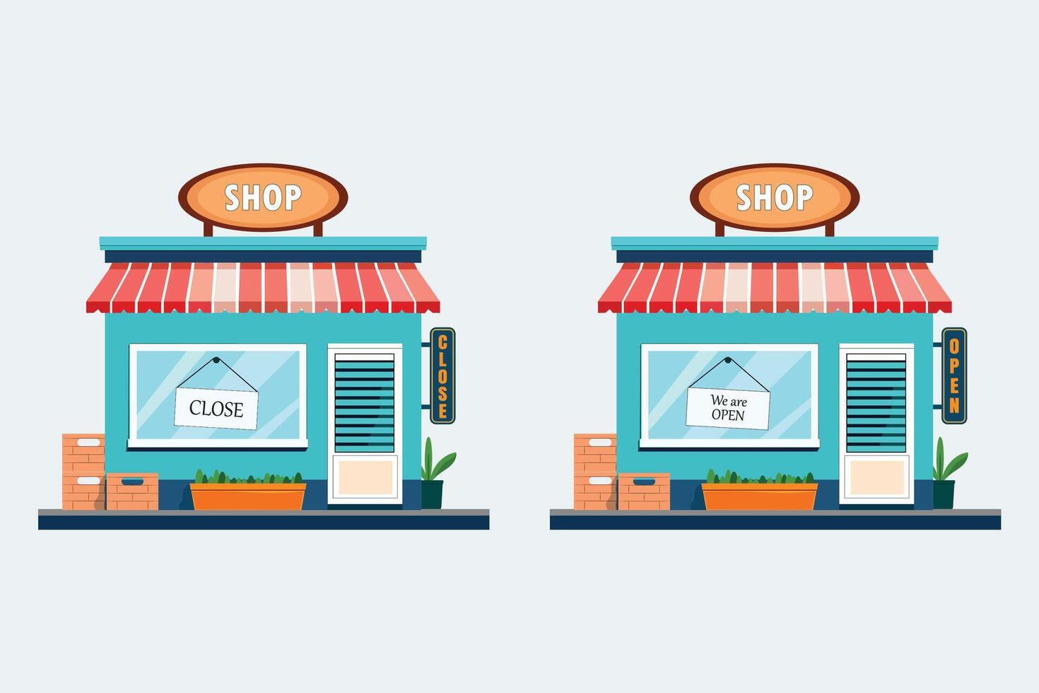 Shop with the sign we are open and close vector