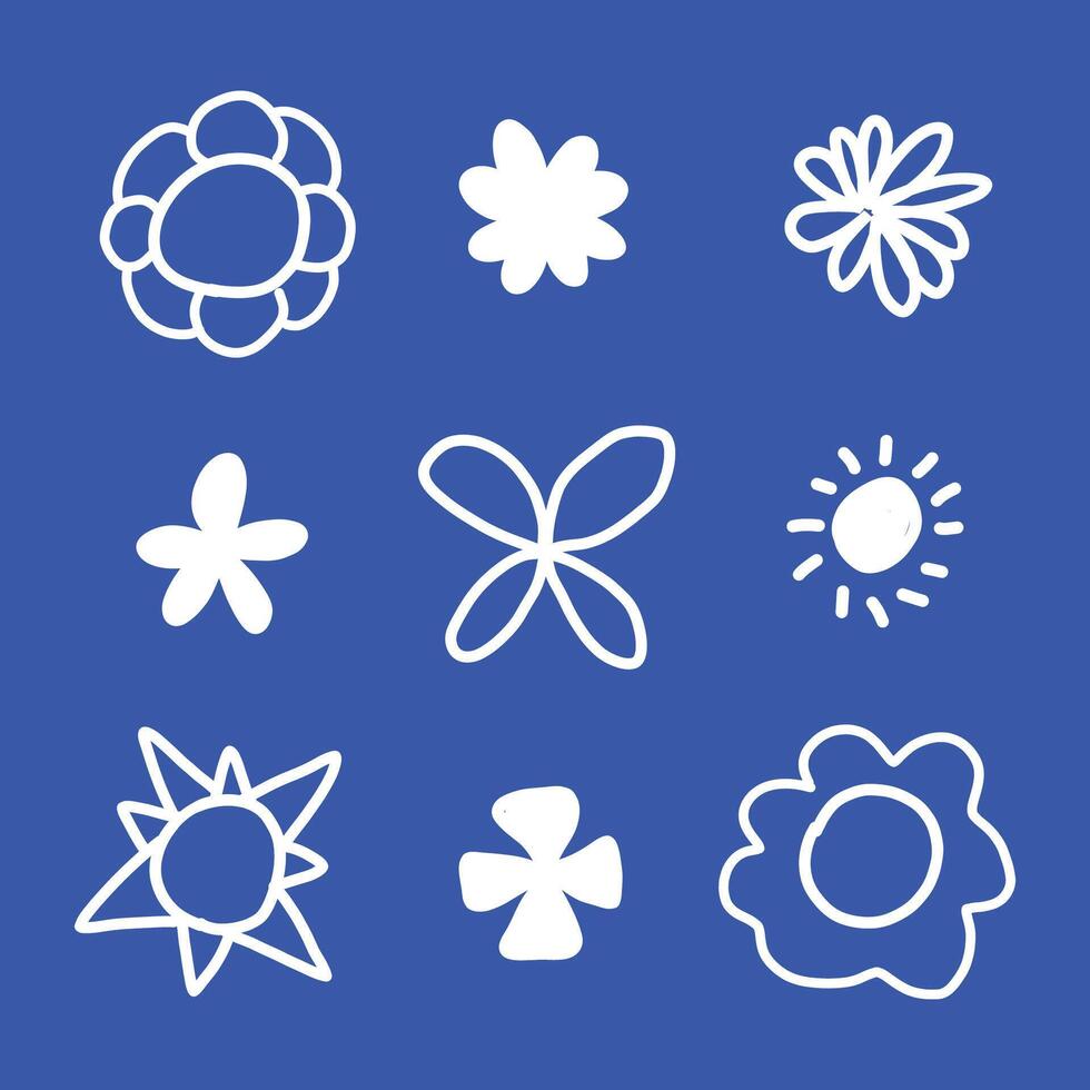 kids draw abstract flower shapes vector