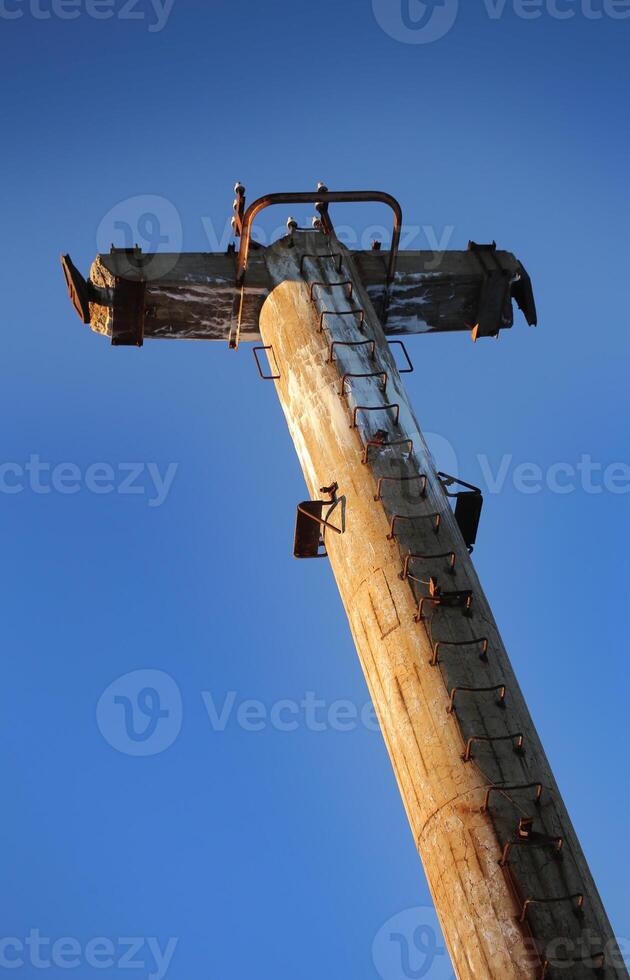Out of order concrete pillar of the Norsjo ropeway in Sweden photo