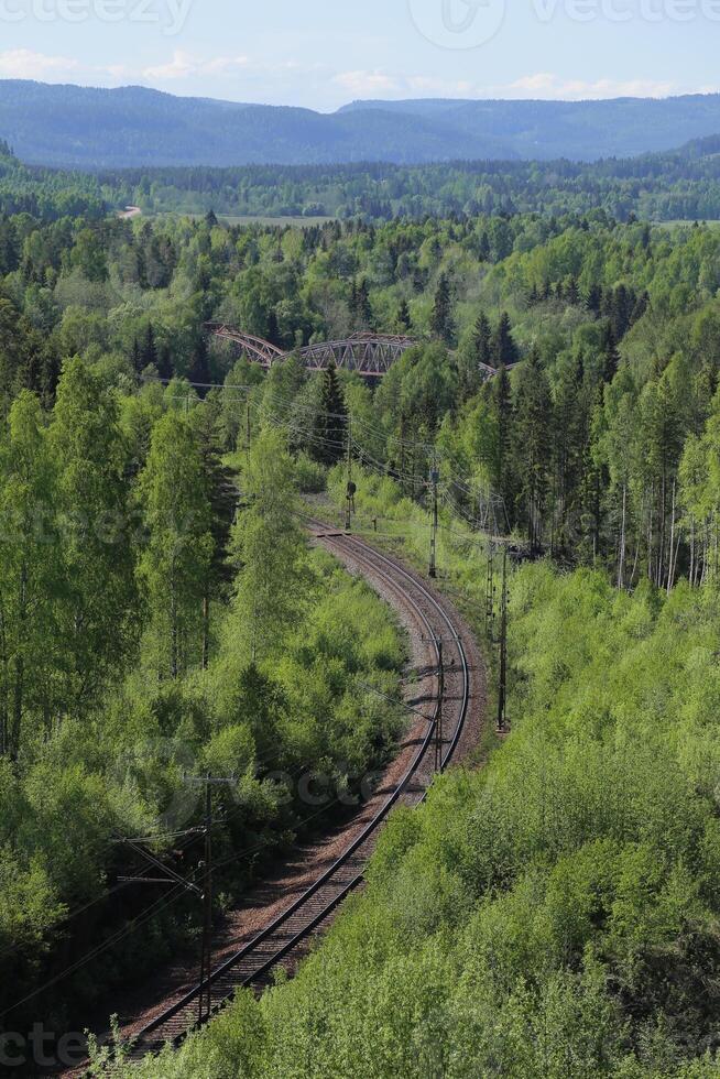 Outlook over railroad track at Doeda Fallet in Sweden photo