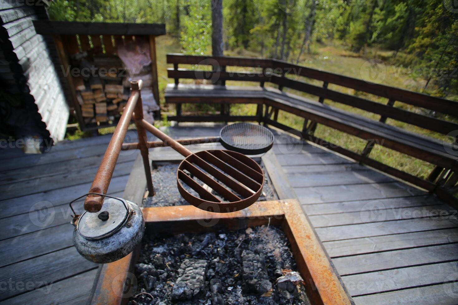 Cooking pit at resting place in Vackermyren, the beautiful mire, in Sweden photo