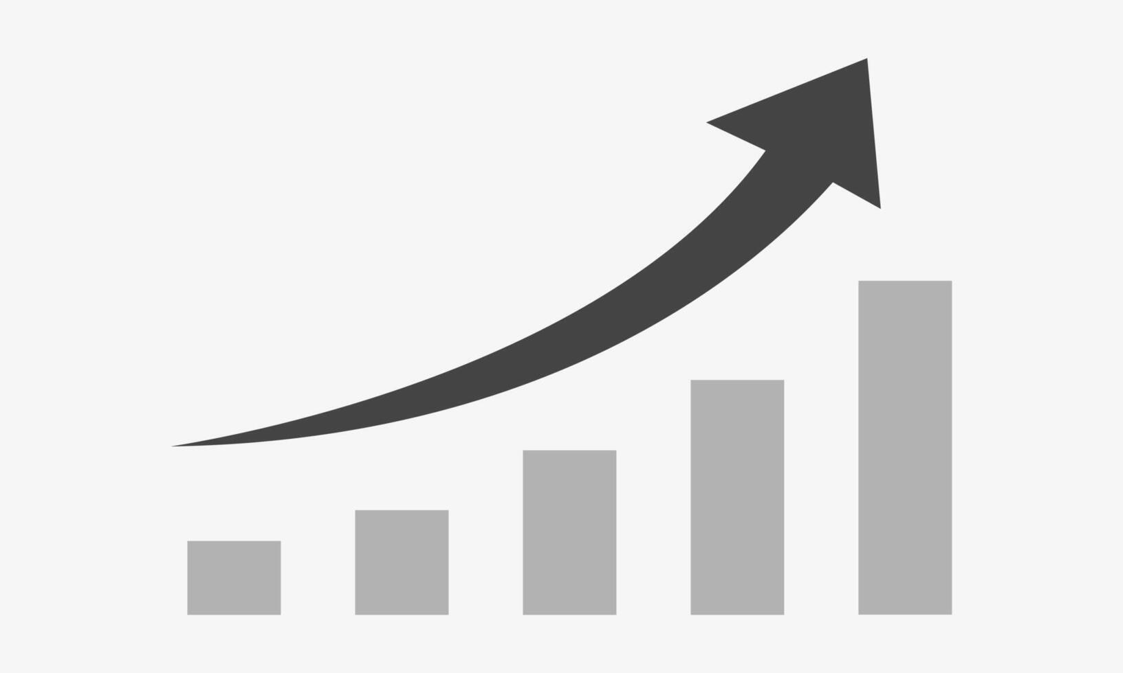Increase graph. Bar chart and upward arrow vector