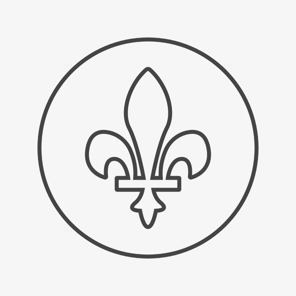 Lily flower in circle line icon sign vector