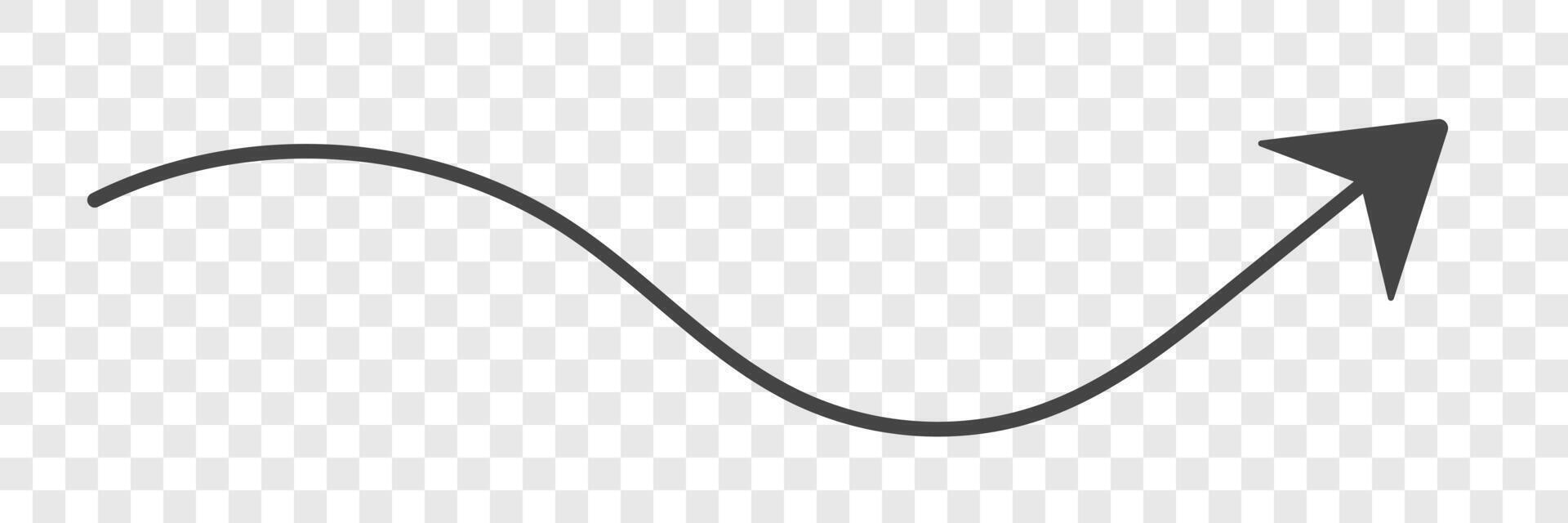 Black Curved Arrow. Moving up sign. Flat illustration on white background vector