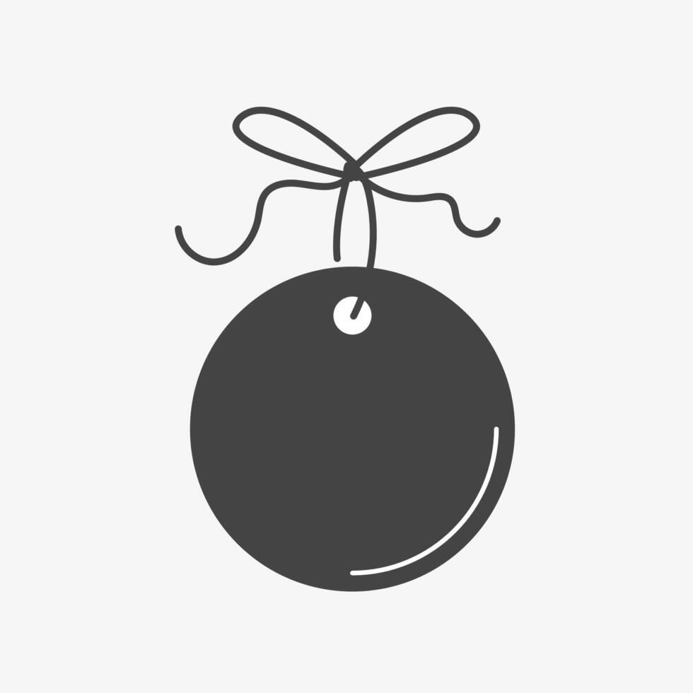 Circle label tag. Sale or gift empty sticker and string. Cardboard Decorative shape. Black gift tag vector