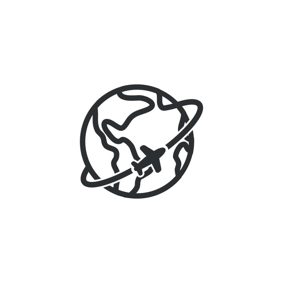 A illustration of an outline design of an aeroplane's round-the-world route. vector