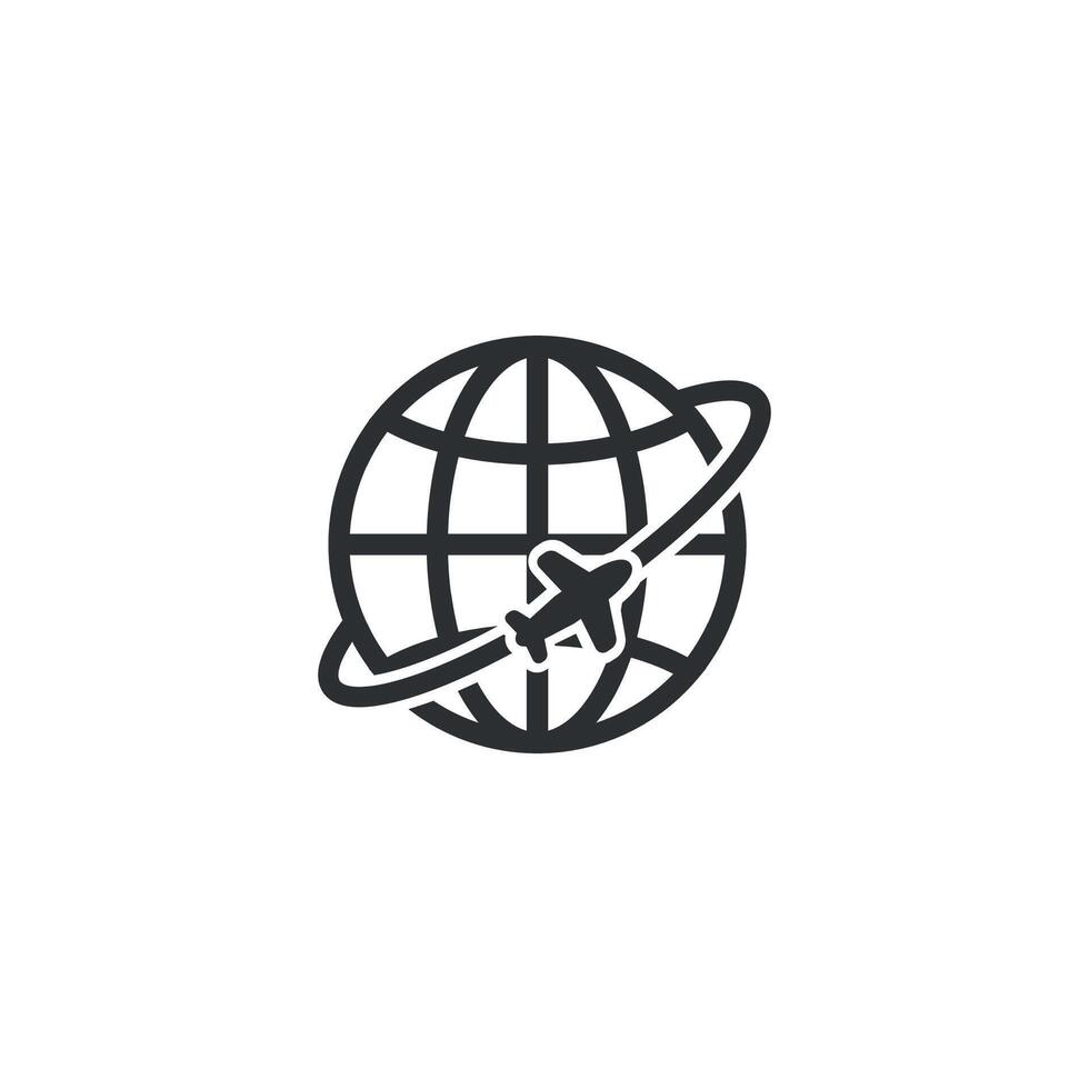 illustration design outline of an aeroplane route around the world globe shape line. vector