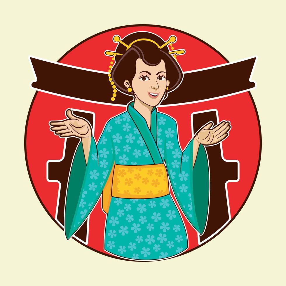 Beautiful Japanese girl vector