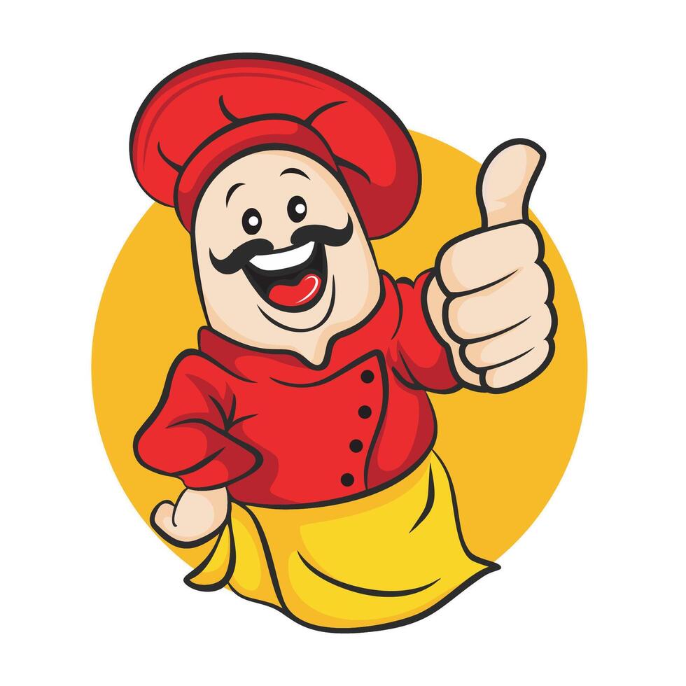 The cheerful mustachioed chef vector