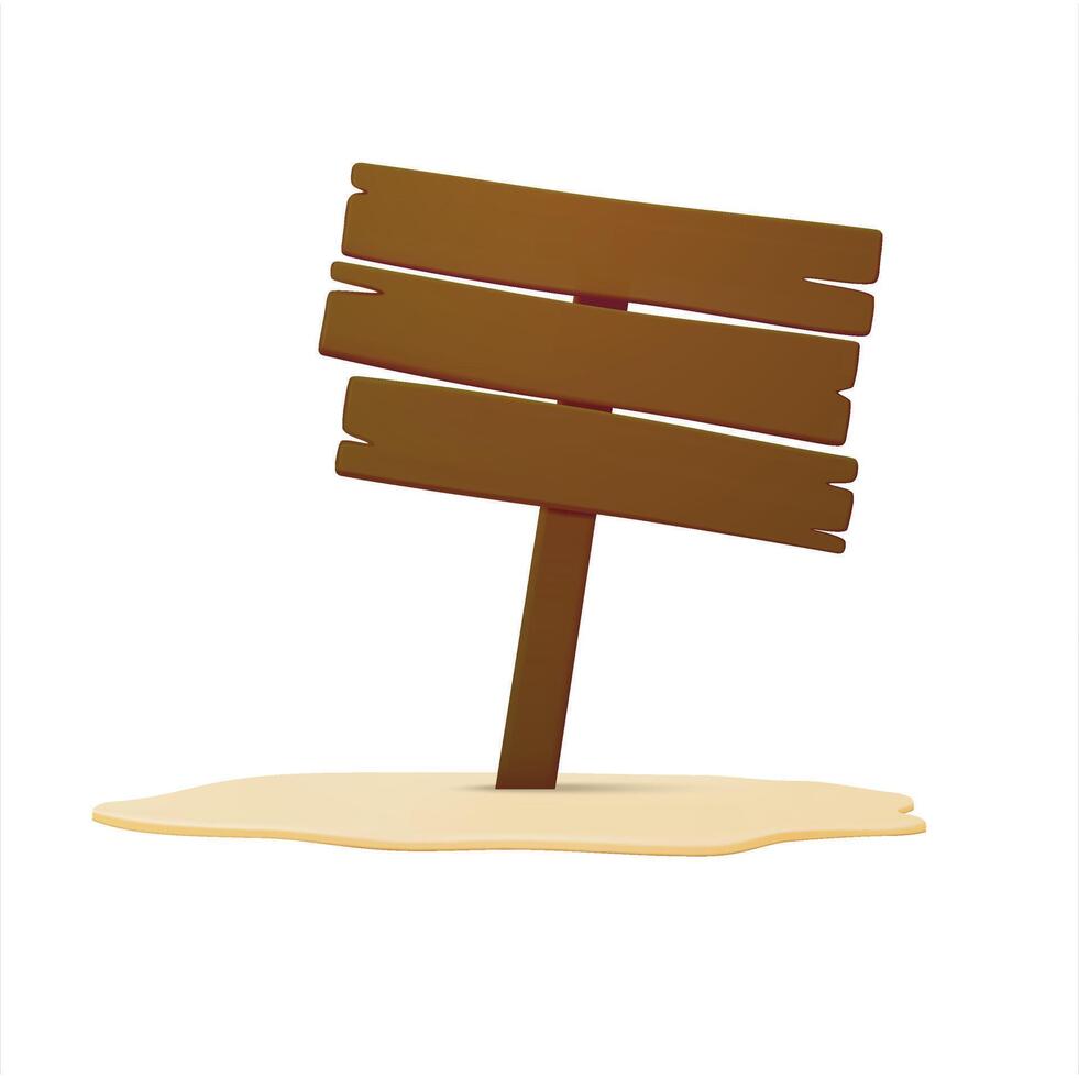 Signpost on the beach. 3d wooden arrow sign post or road signpost. 3d choice signpost to choose road or street, blank signboard pointer with wooden. 3d illustration vector