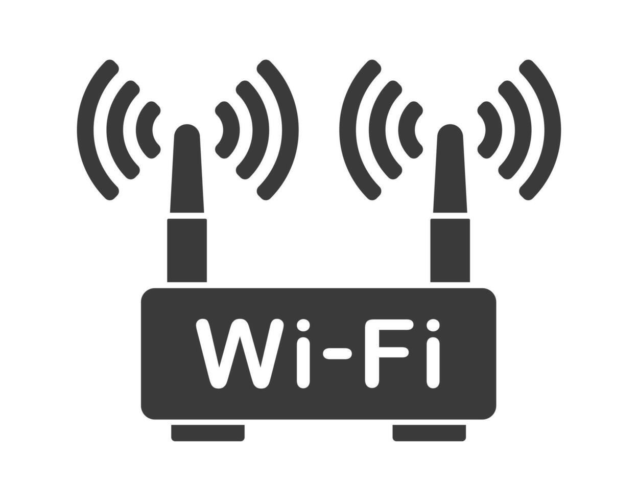 Wifi router icon symbol shape. Wlan modem sign logo silhouette. adsl, dsl, network, wireless internet connection. illustration. Isolated on white background. vector