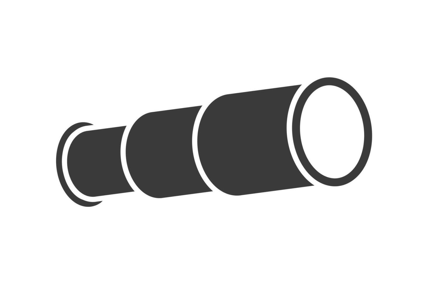 Telescope icon symbol shape. Space observation Spyglass. Astronomy symbol, logo sign. illustration image. Isolated on white background. vector