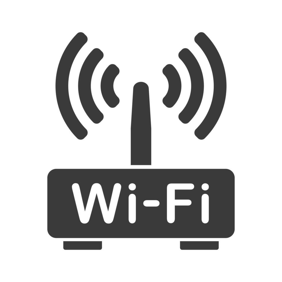 Wifi router icon symbol shape. Wlan modem sign logo silhouette. adsl, dsl, network, internet connection. illustration. Isolated on white background. vector