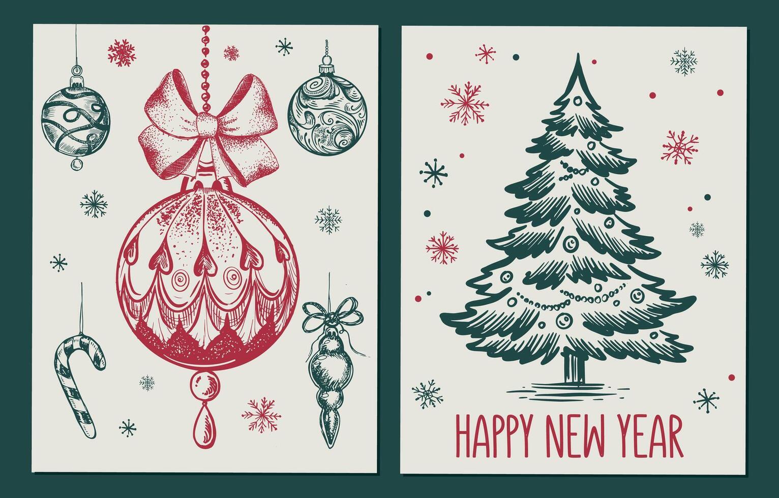 Christmas ball, tree, set, Hand drawn illustration vector