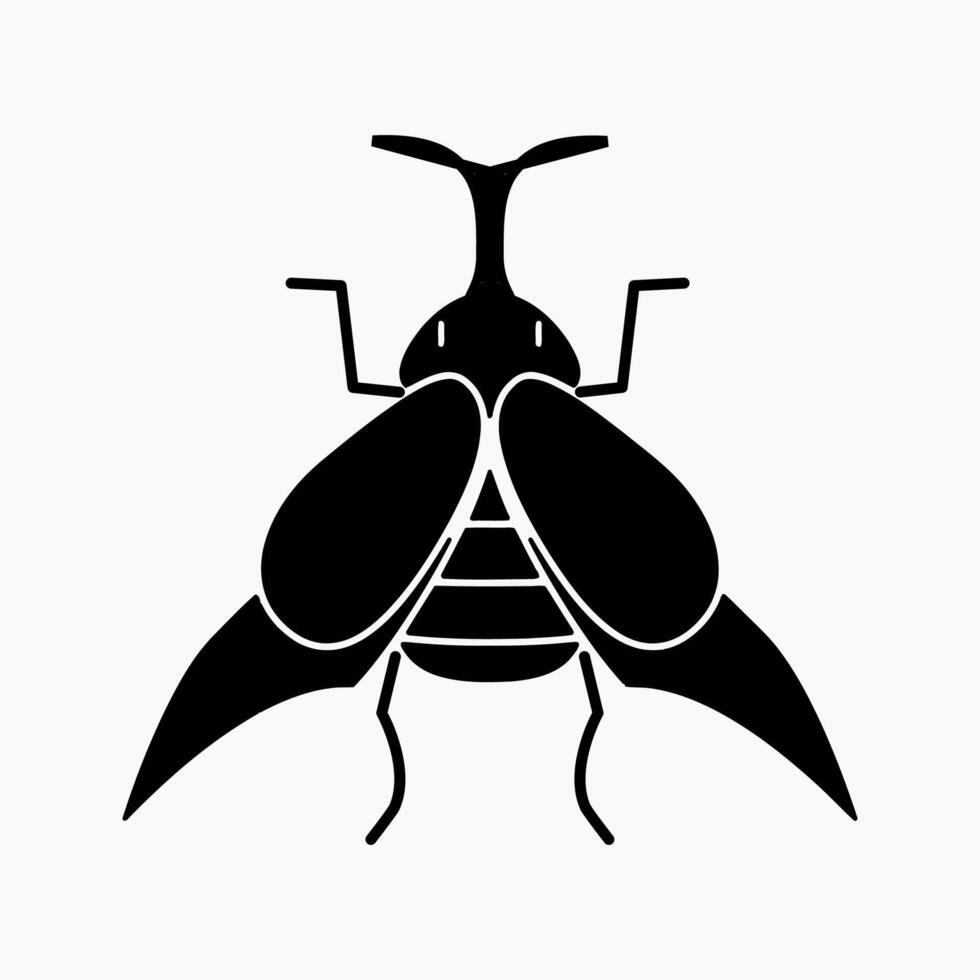 Design Illustration of horned beetle solid icon. Suitable for anything related to animals vector
