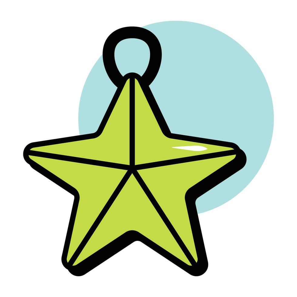 Star Ornament Christmas Circle Color Oultine Icons Pack and Illustration vector