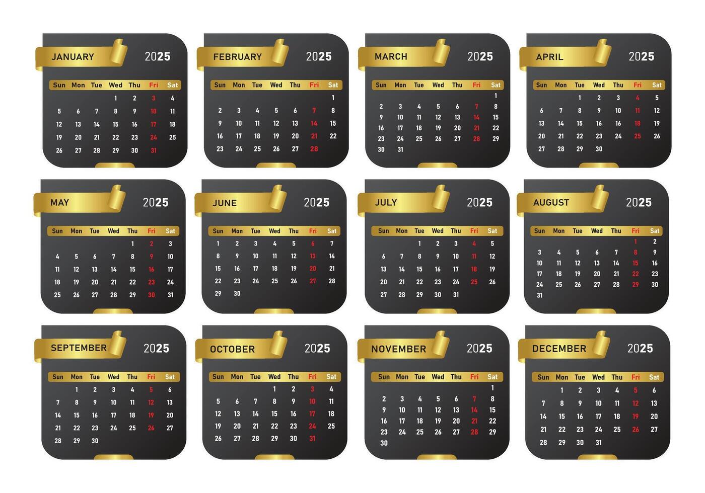 2025 Calendar Template, 2025 Desk calendar design abstract template design for 2025 new year vector