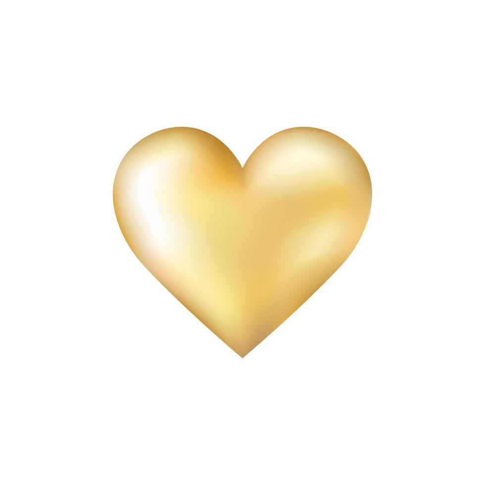 3D golden heart icon. Isolated on white background. vector