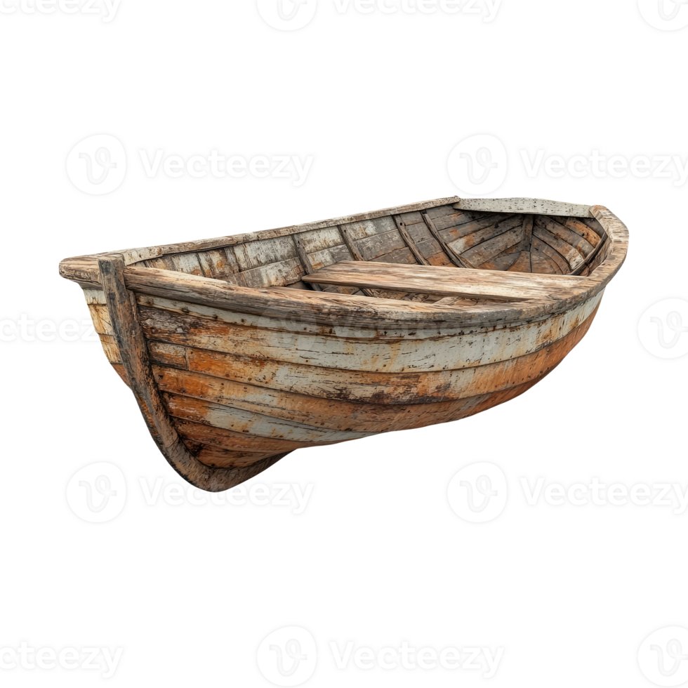 Rustic Wooden Boat on Transparent Background png