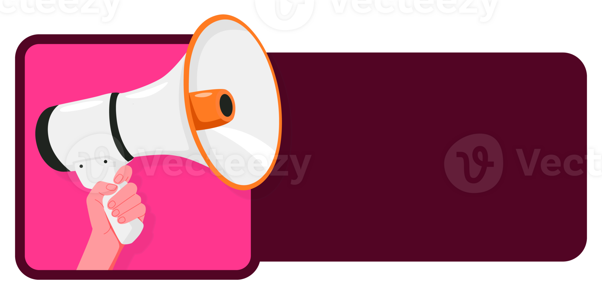 Trivia night. Hand hold megaphone speaker for announce. Attention please. Shouting people, advertisement speech symbol. png